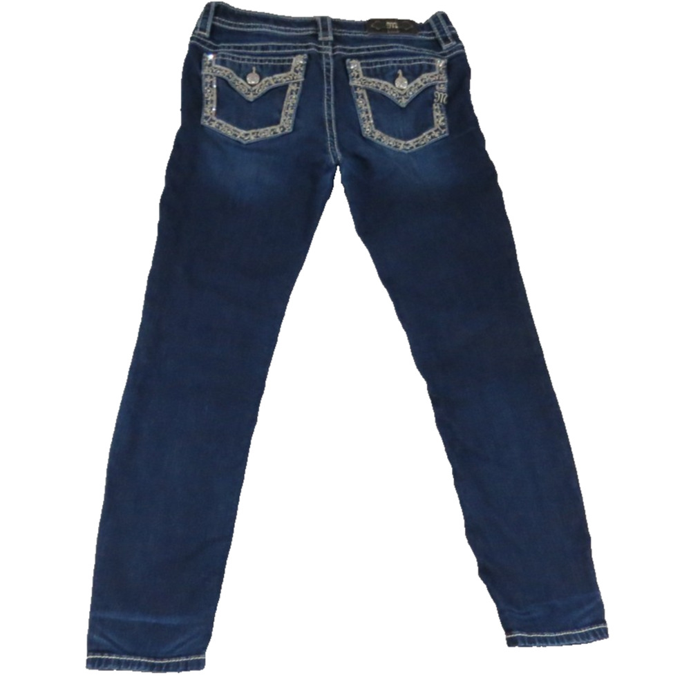Y2K Miss Me Hailey Skinny Jeans Womens 29 Blue Flap Pocket Bling Stretch Denim - Picture 2 of 13
